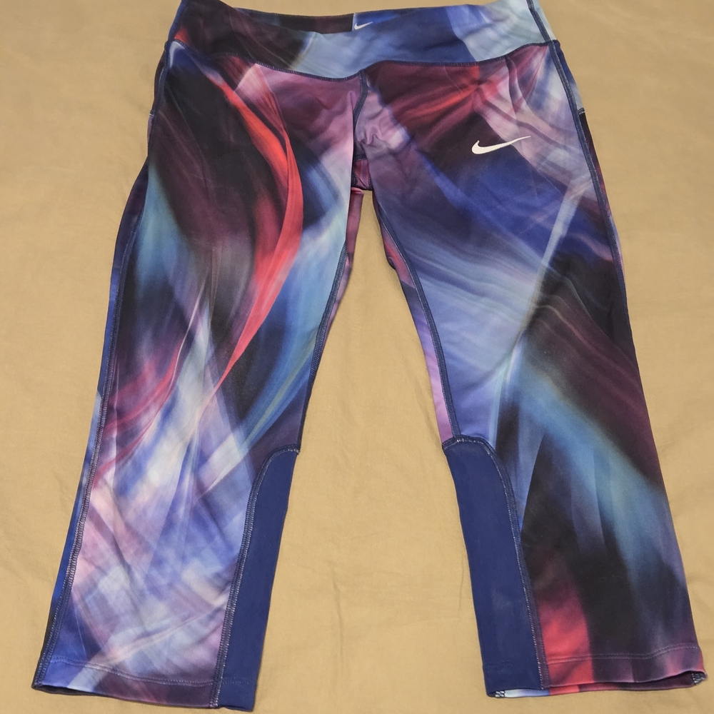 NIKE Dri Fit Womens Size Medium Running Yoga Leggings Multi-Color